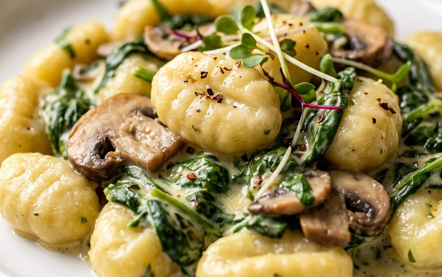 Creamy Spinach and Mushroom Gnocchi (One-Pan, 20 Minutes)